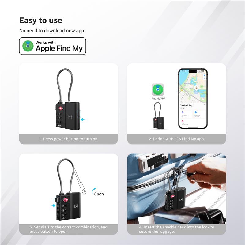 X-Lock Pro: Apple Find My Smart Lock | TSA-zugelassen & USB-C