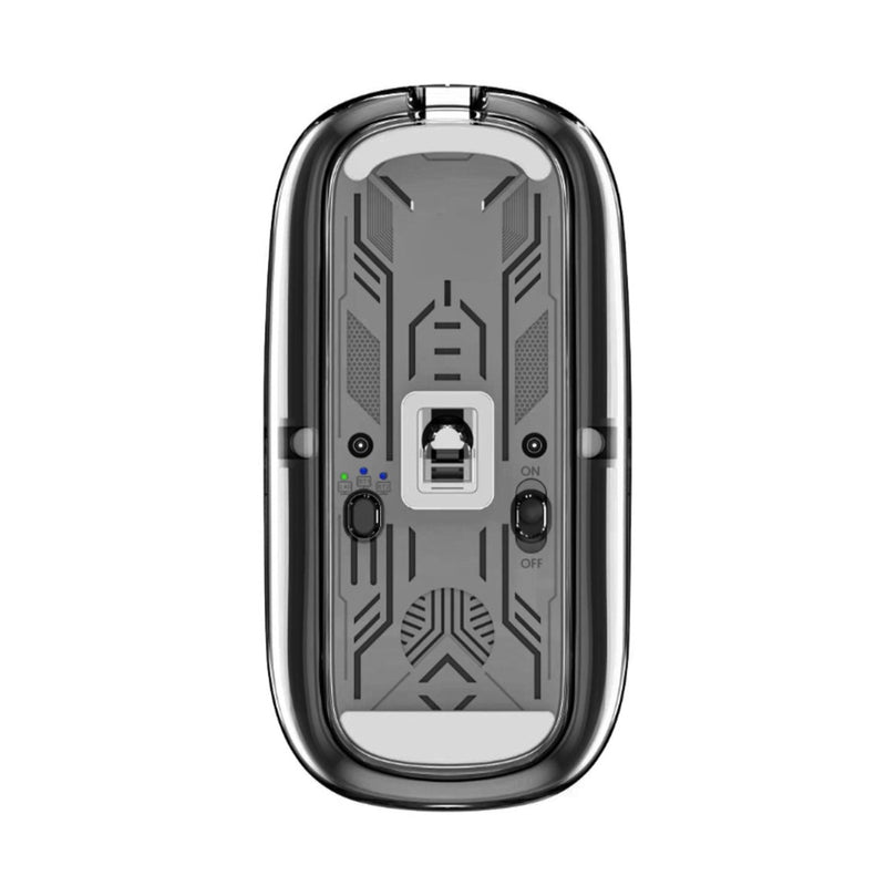 XtremeMac Souris Ergonomique Multi-Appareils | Bluetooth & USB-A | Design Transparent