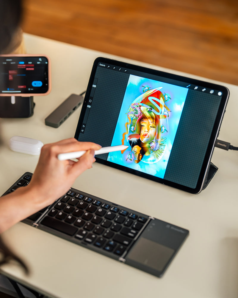 Tastiera da viaggio Bluetooth, pieghevole con touchpad