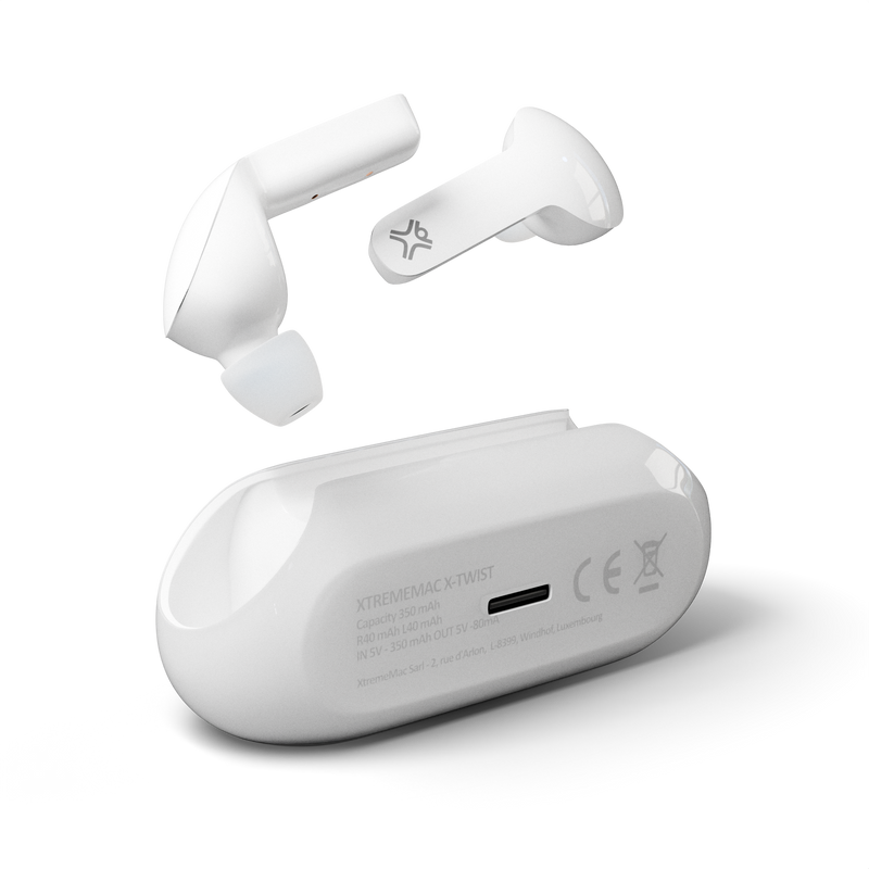 XtremeMac X-TWIST: Wireless Earbuds with Smart LED Case | 16H Battery Life