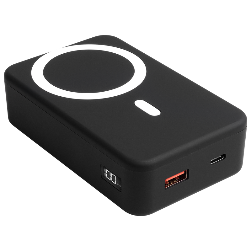 Powerbank Magnétique 20000mAh - Charge Rapide PD 20W Et Sans Fil 15W Pour IPhone, Avec Câbles Intégrés Et Écran Numérique - 12