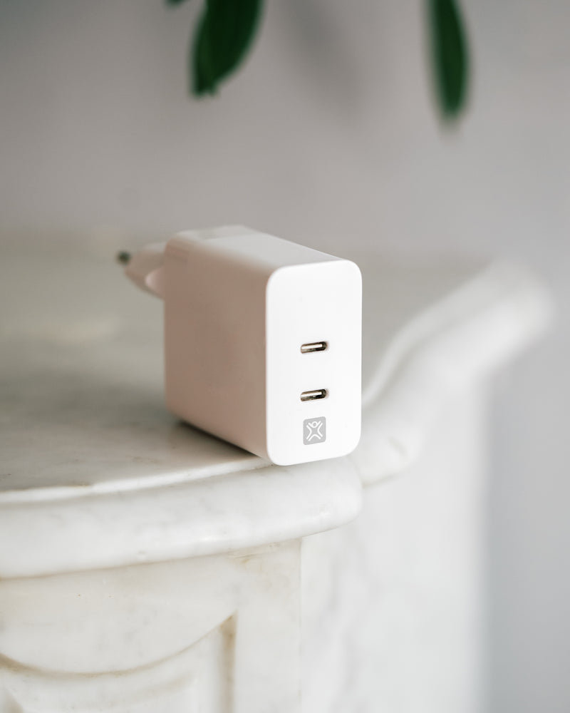 XtremeMac 65W Dual USB-C Charger | Eco-Friendly PD for MacBook & iPhone