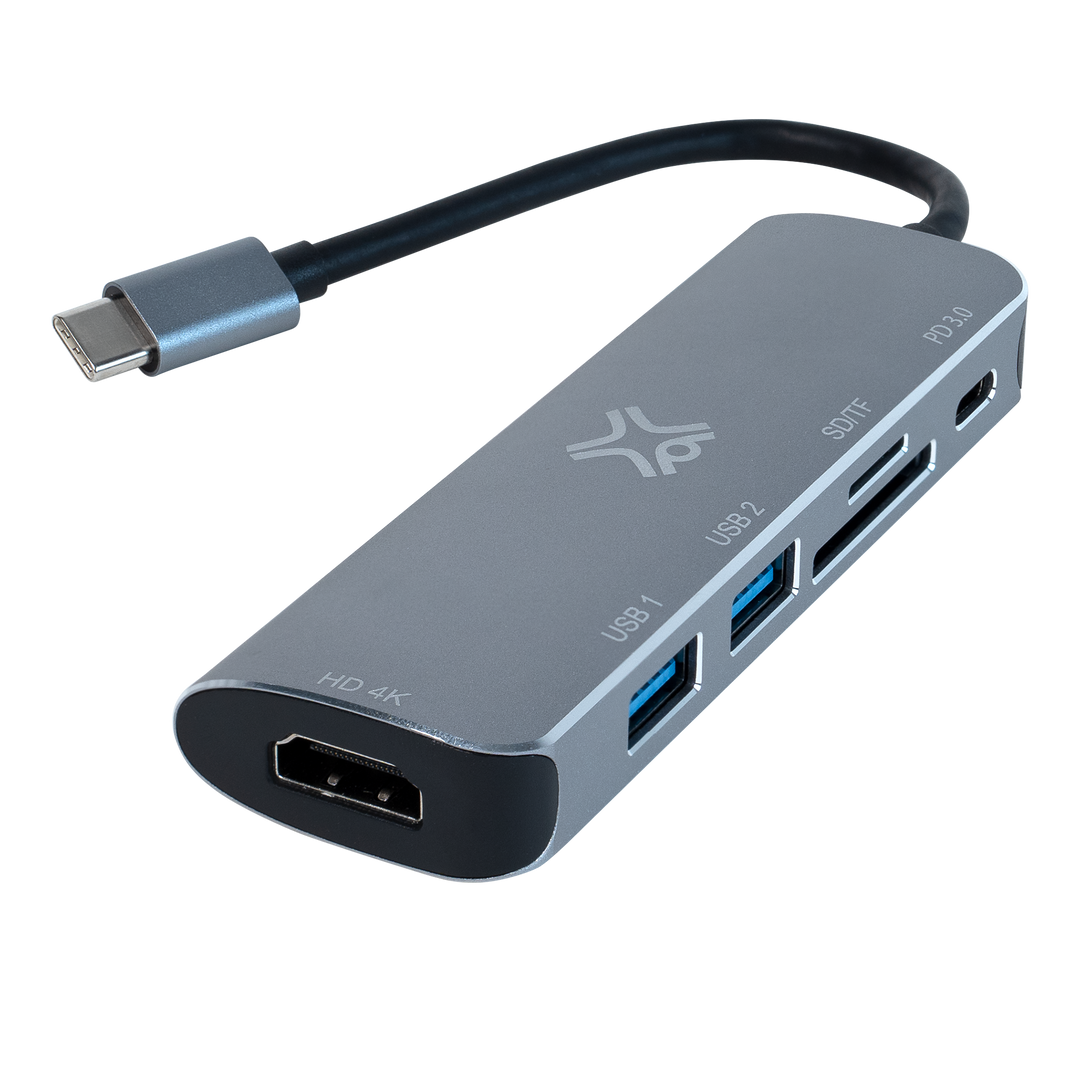6-Port USB-C Hub: Fast Charging, 4K HDMI, Card Reader – Xtrememac