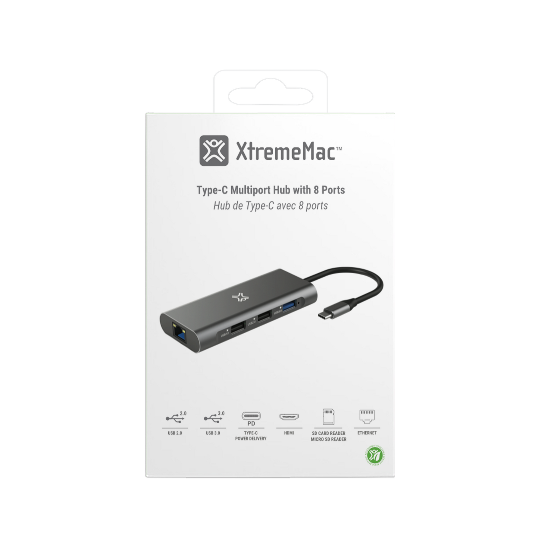 XtremeMac Adaptateur Multiport entrée USB-C Carte SD, Port USB-C, Port HDMI  4K, Port Ethernet et 2 Ports USB-A 3.0 Accessoire - Hub USB - Achat & prix