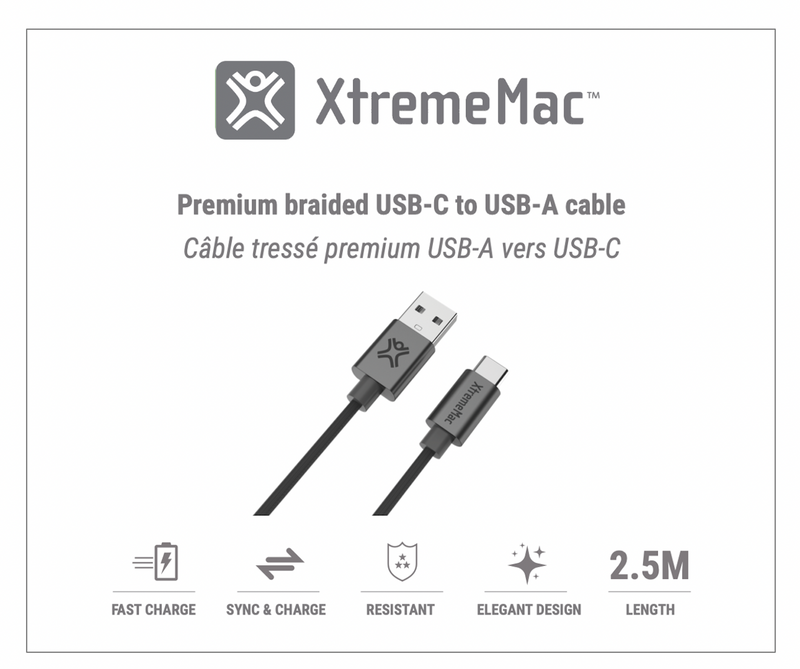 Premium braided USB C To USB A cable